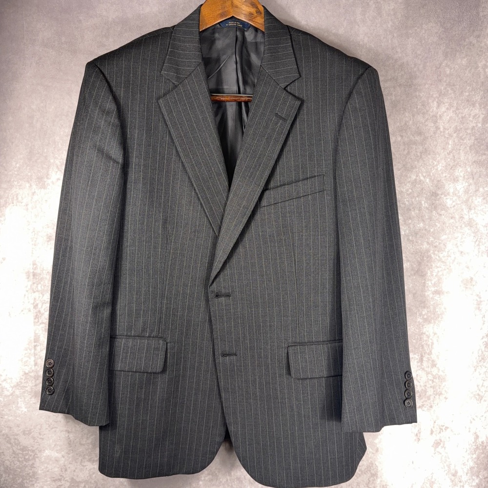 Brooks Brothers Pinstripe 2-Piece Suit 100% Wool Made in USA 42/32 Charcoal Grey